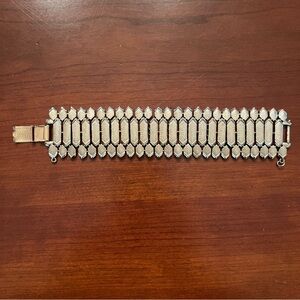 Vintage Signed Coro Gold Tone 1.5" Wide Link Textured Bracelet